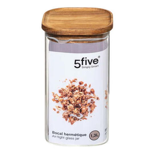 5five Set Of 3 Glass Storage Jars With Air Tight Seal Lid 1.3lt