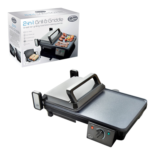 Quest 37229 2 in 1 Grill & Griddle / Non-Stick, Easy Clean, 2000W