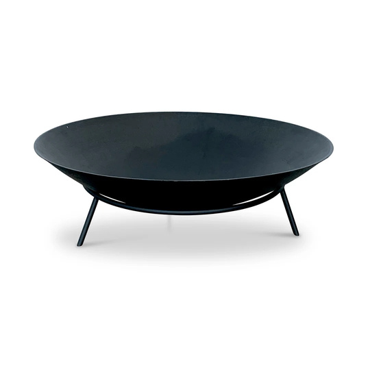 Black Cast Iron Fire Pit 90cm 3 Legs - FUJI - Steel Legs, Sleek Design