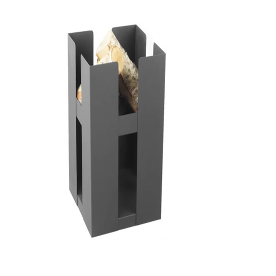 Garden Fireplace BE 50X50cm In Natural Steel With Wood Storage