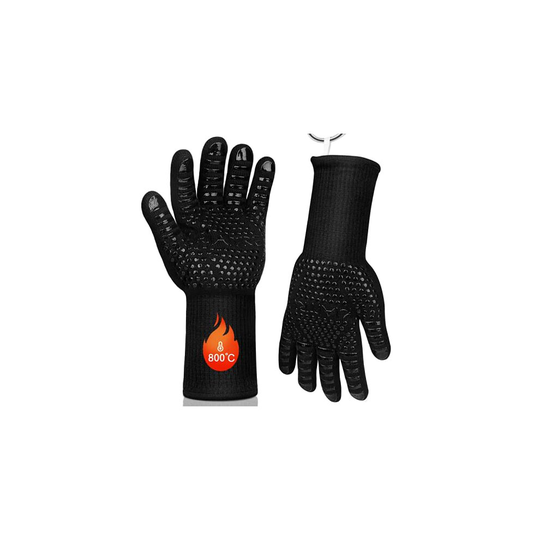 Kiaitre BBQ Gloves Extreme Heat Resistant, Grilling Gloves High up to 800 ?/1472 ?, Non-Slip Silicone Oven Gloves with Forearm Protector, for Coo