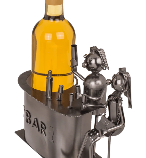 Pattersen 1 Bottle Tabletop Wine Bottle & Glass Rack in Gray/Gold