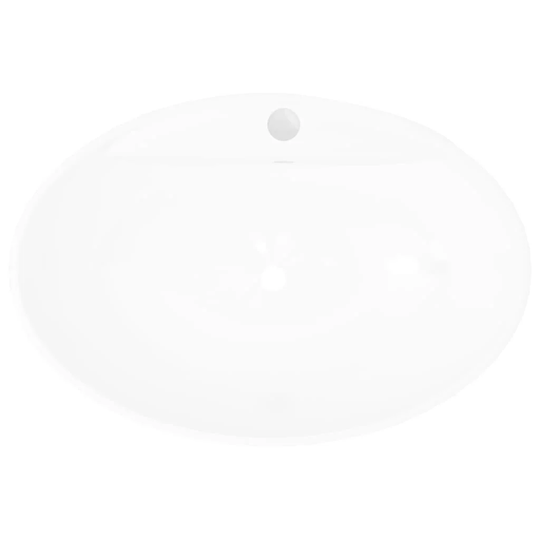 Branasia White Ceramic Oval Bathroom Sink with Overflow
