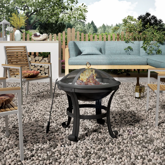 Burchell 54Cm H x 56Cm W Iron Wood Burning Outdoor Fire Pit with Lid