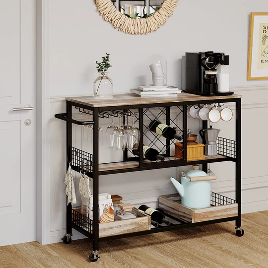 Ryant 8 Bottle Floor Wine Bottle & Glass Rack