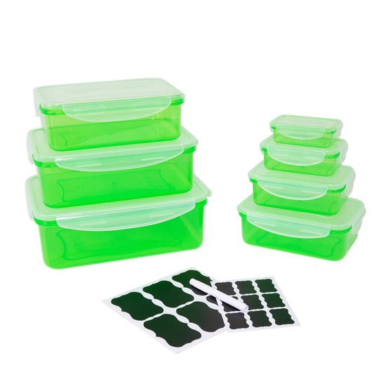Belfry Kitchen | Frischhaltedosen Set 14-Tlg. | Grün Inkl. Beschriftungsset | Vorratsdosen | Bento-Box | Lunchbox | Aufschnittdose | Brotbox | Brotdo