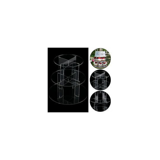 3 TIERS CIRCLE ROUND ACRYLIC CUPCAKE PARTY WEDDING CAKE STAND HOLDER