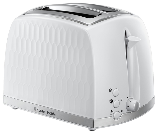 Russell Hobbs Honeycomb 2 Slice White Plastic Toaster 26060