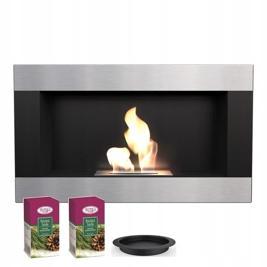 Wall-Mounted Ethanol Fireplace Golf Horizontal Polished Finish