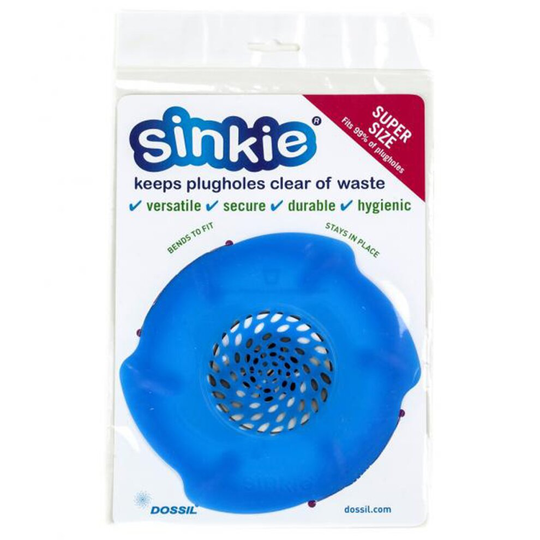 Super Sinkie Sink Trap 17.8cm - Translucent Blue - Plug Hole Protector - Dossil