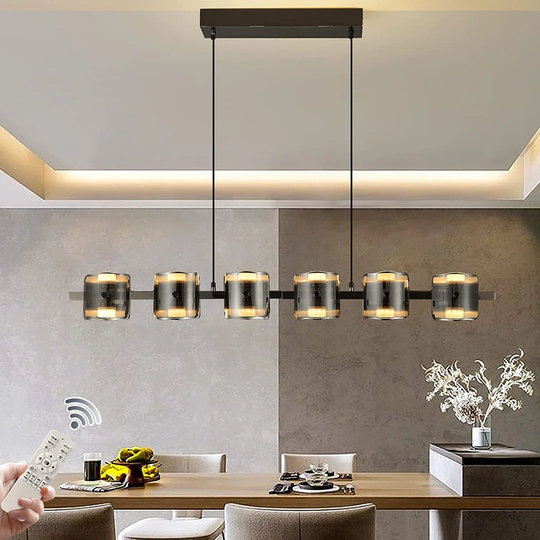 Blendia 12-Light Kitchen Island Linear LED Pendant with Wrought Iron Accents