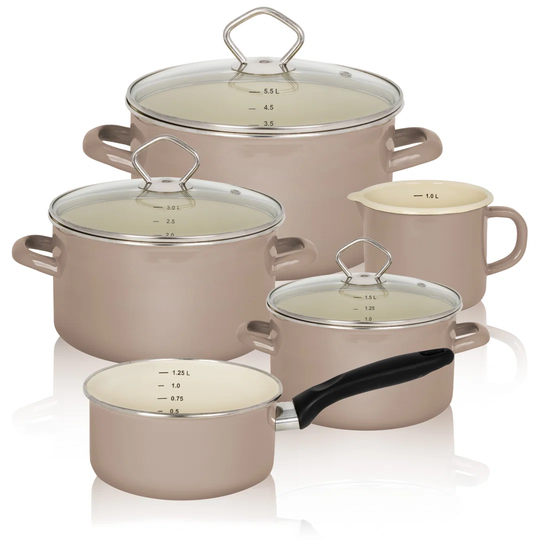 Karl Kruger Föhr 5 Pieces Enamelled Steel Cookware Set