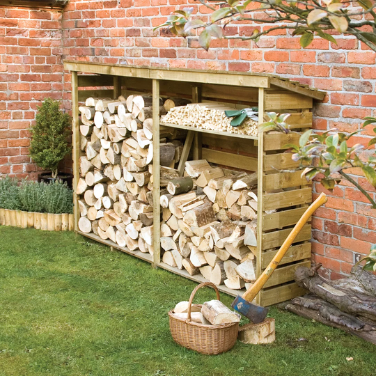 Rone 229Cm W x 56Cm D Wood Log Store