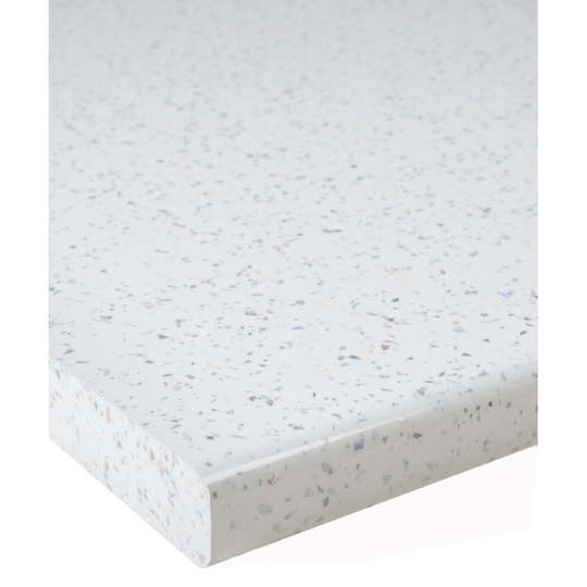 (2000 x 600mm, No Cut) White Sparkle Gloss Laminate Kitchen Worktop 30mm