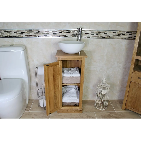 Courson Compact Solid Oak 350mm Free-Standing Vanity Unit