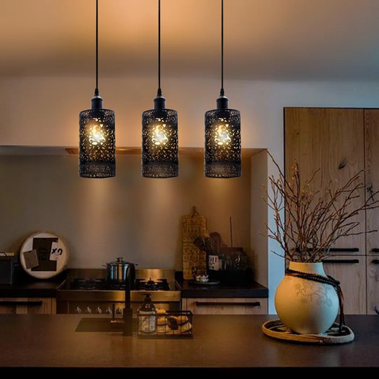 Dominic 3 - Light Kitchen Island Cylinder Pendant