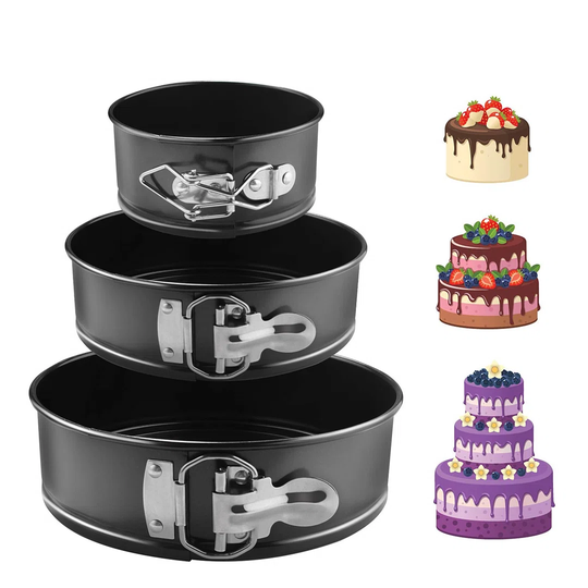 Ohara 3- Piece Round Non-Stick Carbon Steel Springform Pan Set
