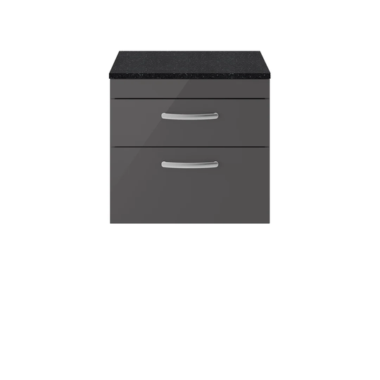 600Mm Wall Hung Cabinet With Sparkling Black Worktop