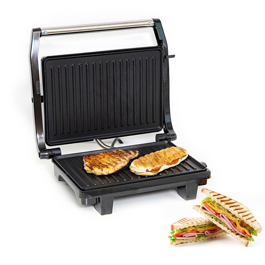 Geepas 1000W Panini Grill Maker 2-in-1 Grill & Toastie Machine with Non-Stick Plates, Ideal for Panini's Steaks Toastie Vegetables Prawns Meat Fish
