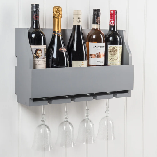 Lytchett 5 Bottle Wall Mounted Wine Bottle & Glass Rack