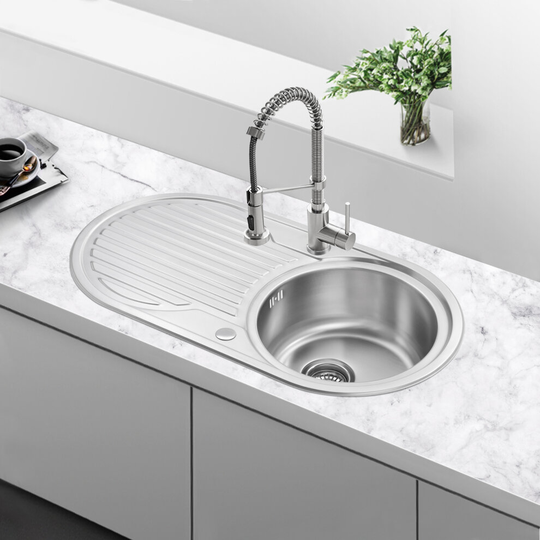 JASSFERRY Stainless Steel Kitchen Sink Round Single Bowl Reversible