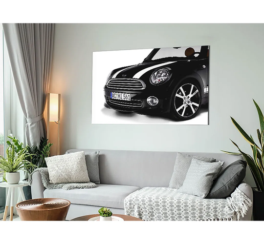 Mini Coop Front Grill - Unframed Photograph on Metal