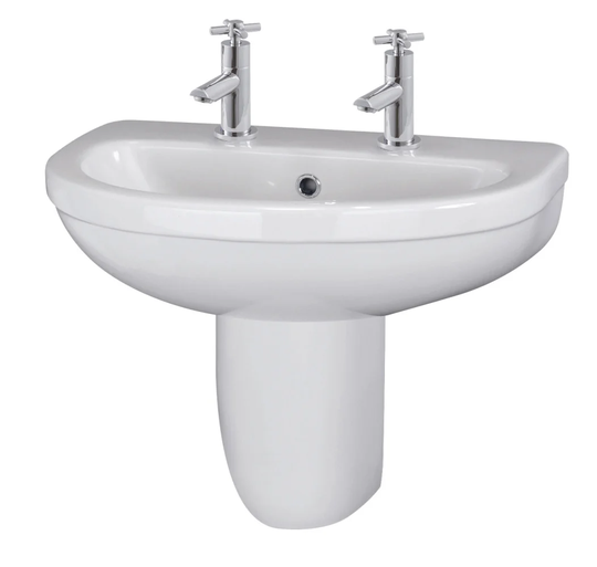 White Vitreous China U-Shaped Bathroom Sink and Overflow