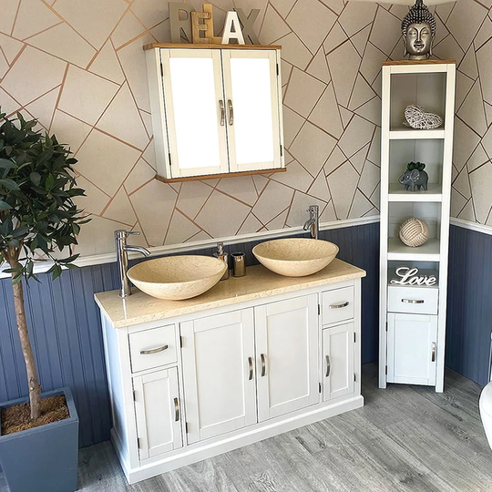 Angulo Solid Beech 1230mm Free-standing Double Vanity Unit