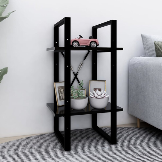 vidaXL 2-Tier Book Cabinet Black Chipboard Organiser Storage Rack Bookcase
