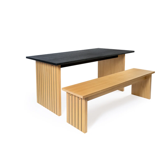 Stripe Dining Table 160 Black/Oak