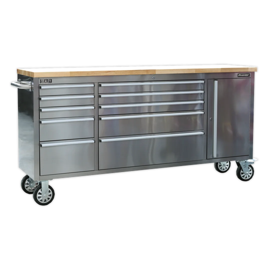 37.4" H x 78.35" W x 19.29" D and Cupboard Stainless Steel Mobile Tool Cabinet