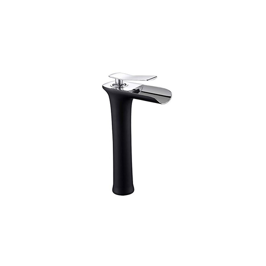 Waterfall Counter Top Basin Mixer Monobloc Tap Black Bathroom Sink Taps Tall Counter Top Basin Mixer Faucet (Black)