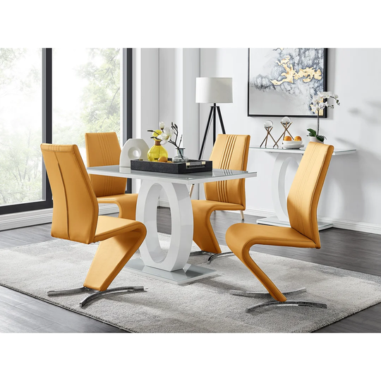Giovani 4 Grey Dining Table & 4 Mustard Willow Chairs