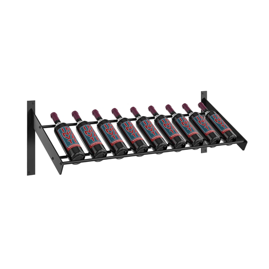 Wine Wall Presentation Row Wine Rack (9 Bottles, Matte Black Frames With Matte Black Rods)