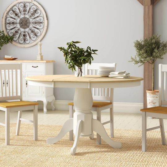 Colby Lane Extendable Butterfly Leaf Solid Oak Pedestal Dining Table