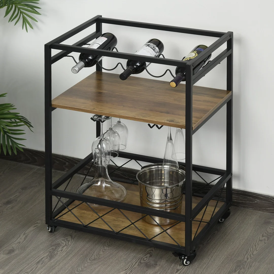 Sona 77 Cm Iron Kitchen Trolley with Locking Wheels