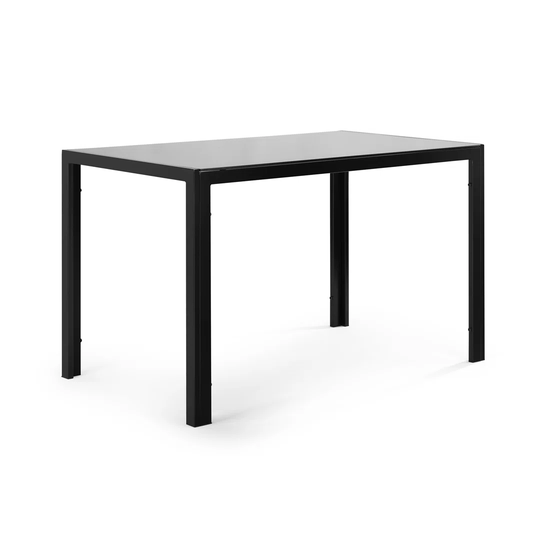 Modern Rectangle Black Tempered Glass-Topped Dining Table