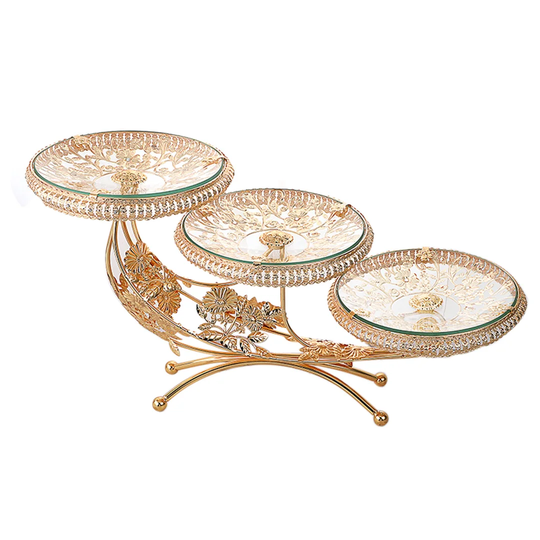 Tarin 3 Piece Decorative Plate in Gold/Transparent
