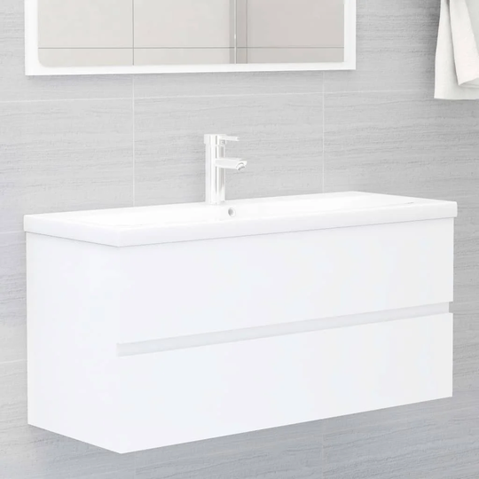 Audreyonna Ceramic Rectangular Wall Hung Basin Bathroom Sink with Faucet and Overflow