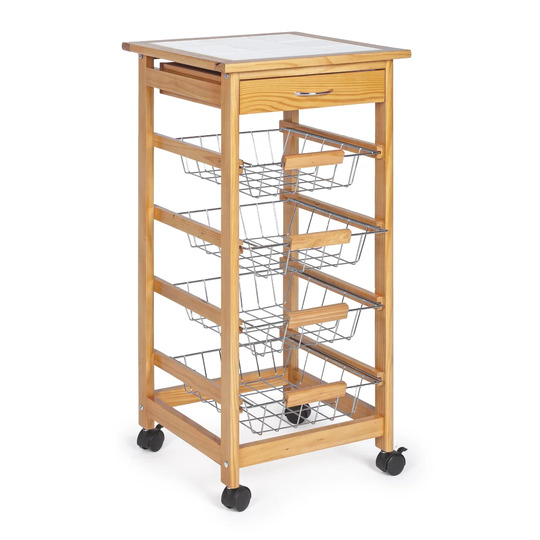 Sia Kitchen Trolley with Tile Top