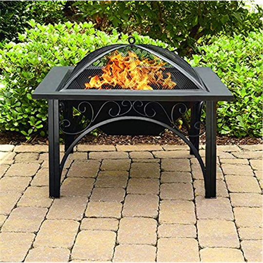 Multi-Functional Elegant Black Square Outdoor Garden & Patio Luxury Heater Fire Pit Brazier
