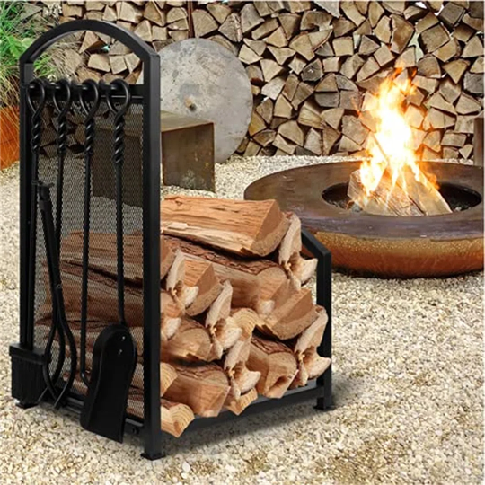 Collision 5 Piece Wrought Iron Fireplace Tool Set
