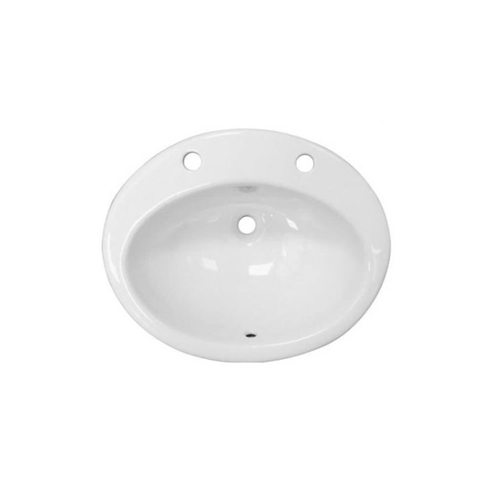 RAK Jessica Inset Countertop Basin - 530mm Wide - 2 Tap Hole - White - JESVB2