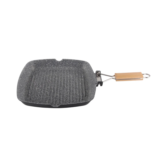 Grill Pan Zilan ZLN4298, 24 Cm, Aluminum Material, Folding Wooden Handle