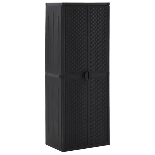 vidaXL Garden Storage Cabinet Black PP Outdoor Tool Locker Plastic Cabinet