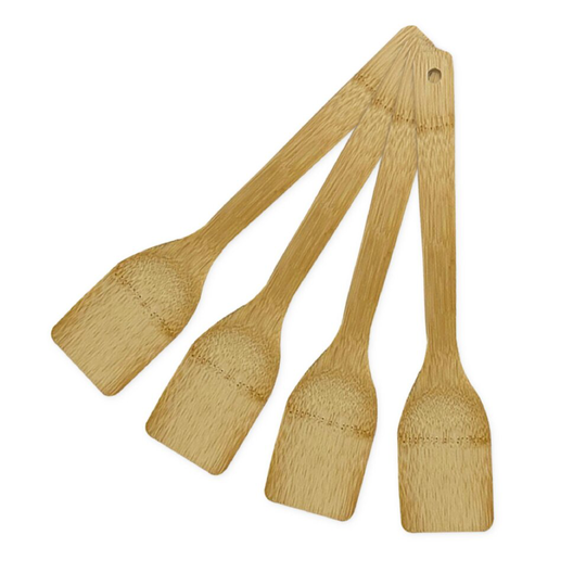 Set of 4 Bamboo Wooden Spatulas for Home Kitchen