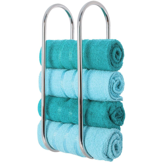 LIVIVO Wall Mounted Chrome Towel Holder Shelf Bathroom Storage Rack