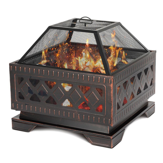 LIVIVO SQUARE LATTICE FIRE PIT 25" W/BBQ GRILL OUTDOOR GARDEN FIRE PIT