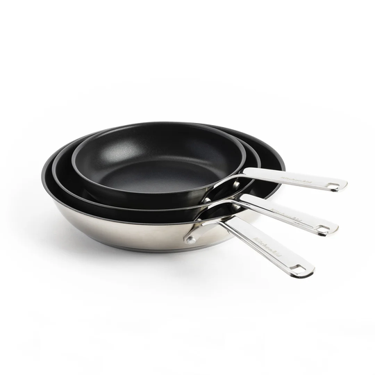 KitchenAid Stainless Steel Non-Stick 20cm, 24cm & 28cm Frying Pan Set