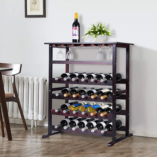 Traditional Wine Rack, Free Standing Wine Display Stand Holder